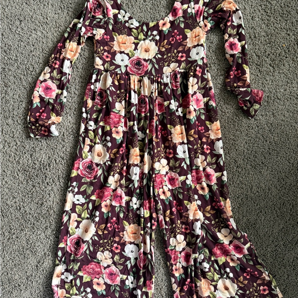 Floral Long Sleeve Kids Romper